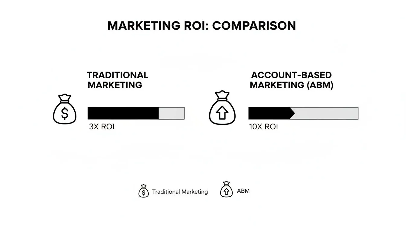 Infographic comparing Traditional Marketing's 3x ROI to Account-Based Marketing's 10x ROI.